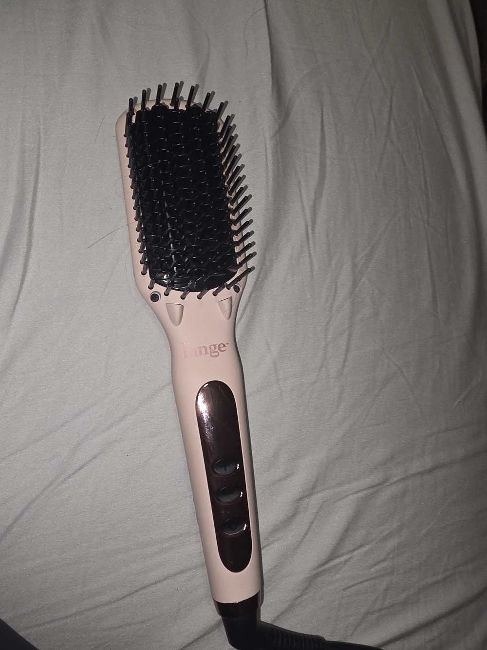 Lange Pink Electric Hair Straightening Brush with Black Bristles